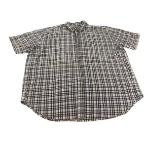 CE Schmidt Workwear Mens Plaid Short Sleeve Button‎ Up Shirt XL Chest Pockets